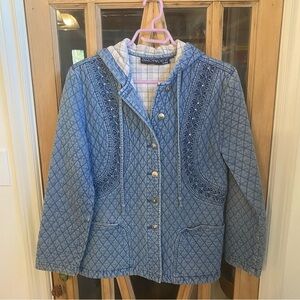 Showoff Light Blue Lined Quilted Jean Jacket